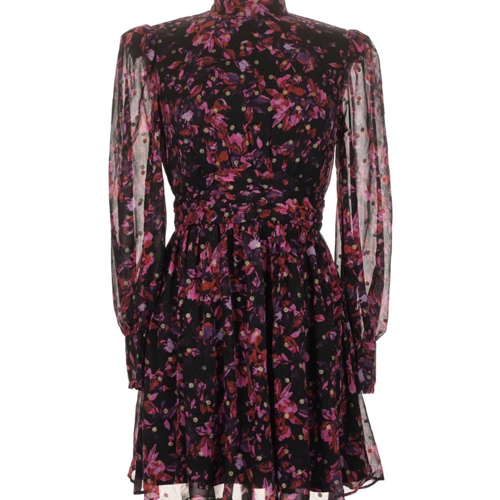 Aqua Floral Black and Purple Dress